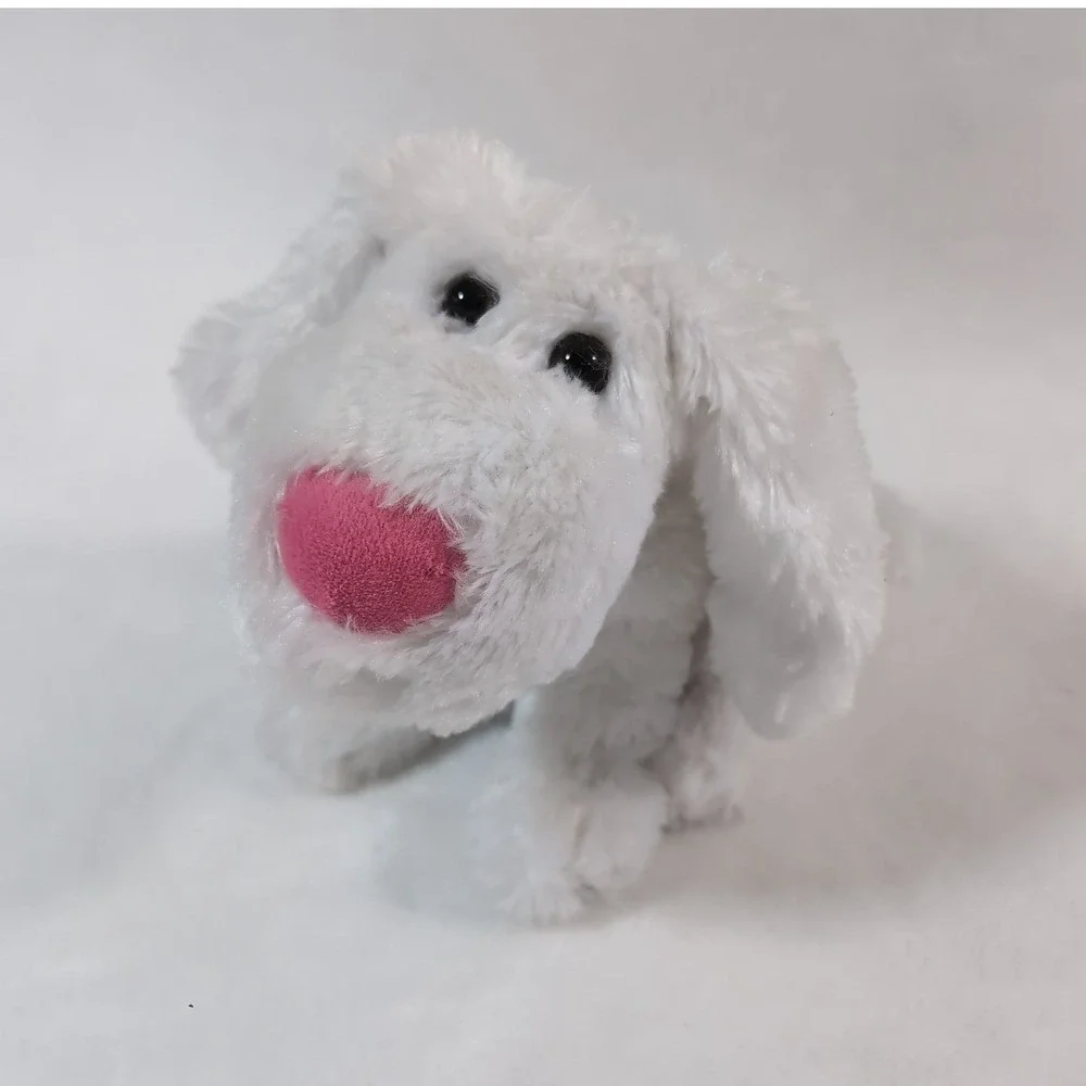 2 Dan Dee Collector's Choice Plush Puppy Dog White Blue Pink Nose Floppy Ears 14